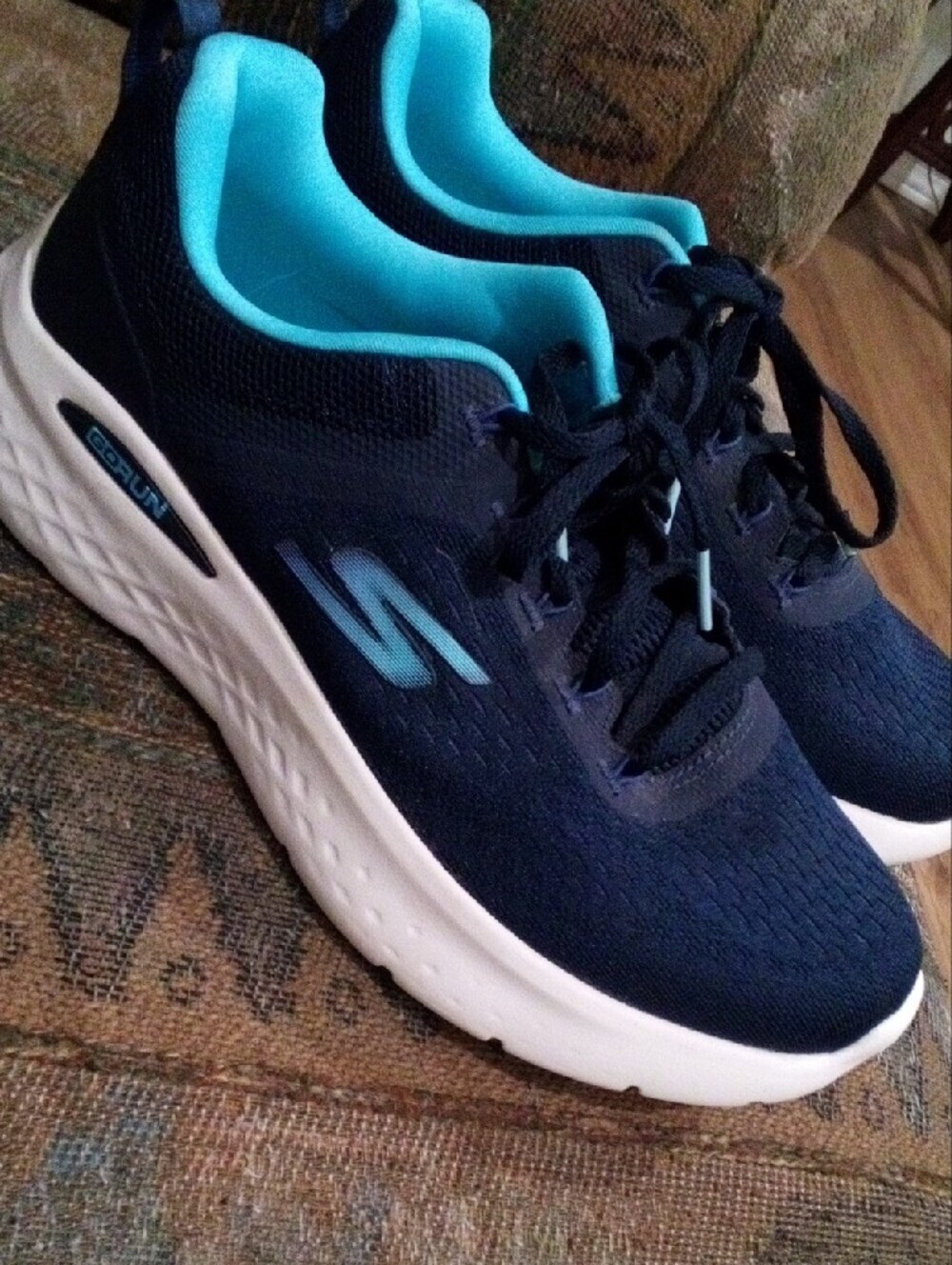 Skechers Navy Athletic Sneakers with Teal Lining - Picture 4 of 9